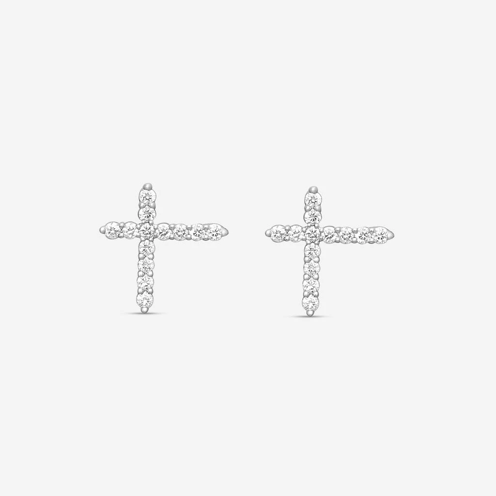 Mémoire Mémoire Luna 18K White Gold Intercross Diamond Stud Earrings FECS135