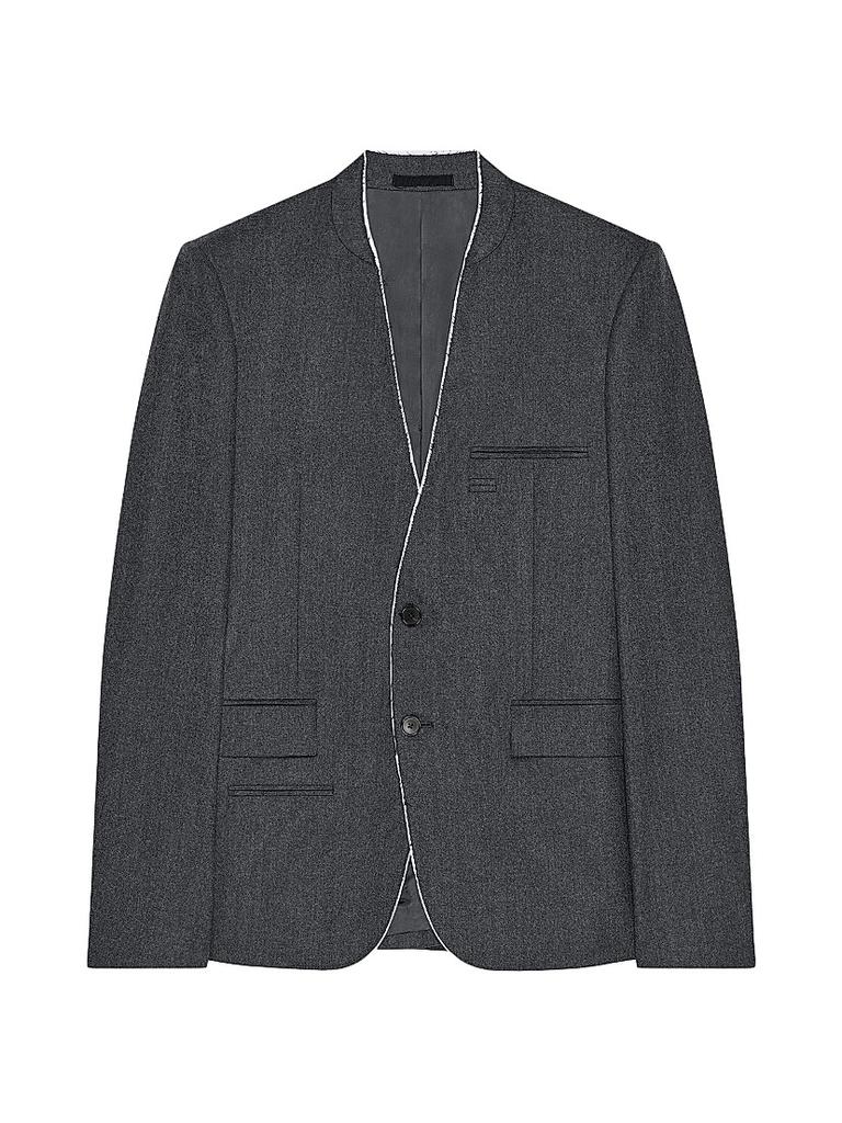 Givenchy Single-Breasted Collarless Fitted Jacket in Flannel