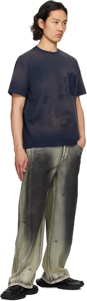 We11done Navy Logo Embroidered Grunge T-shirt 4