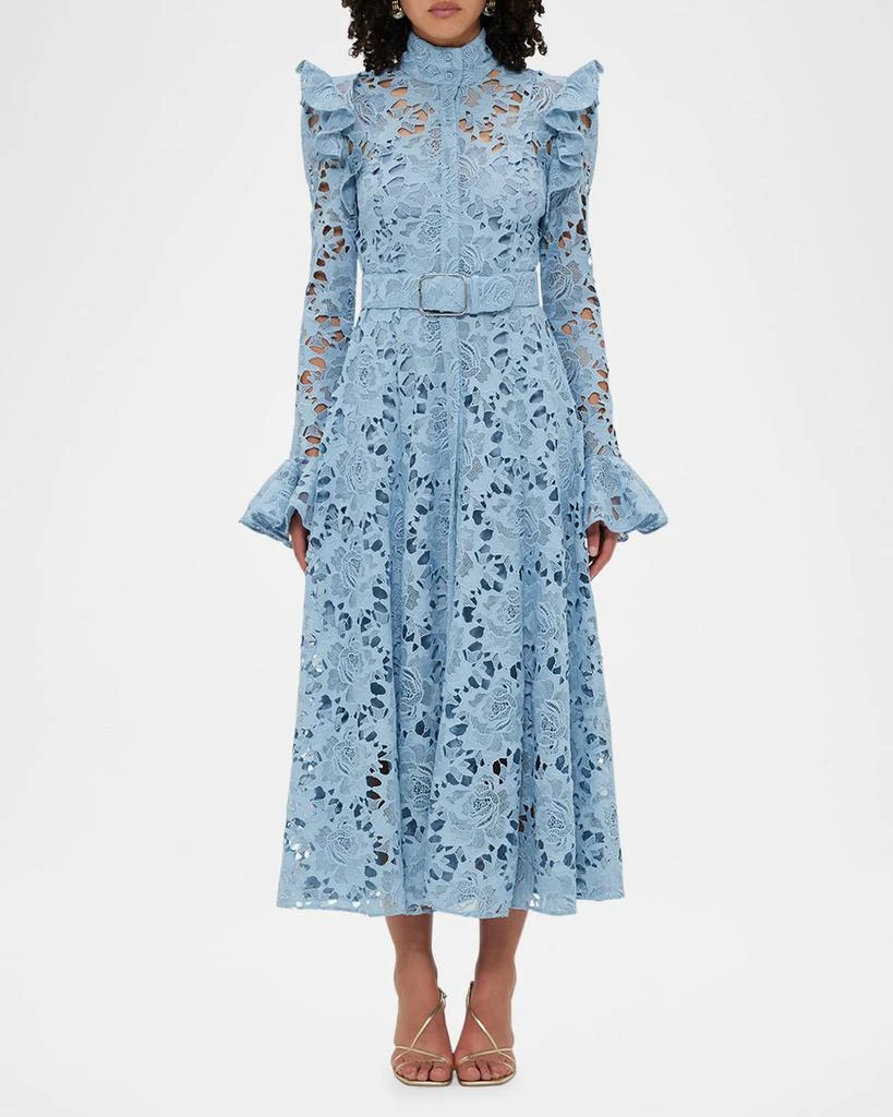 LEO LIN Aliyah Lace Butterfly-Sleeve Midi Dress 4
