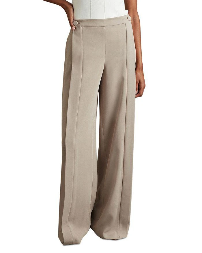 REISS Coraline Button Front Wide Front Zip Pants 1