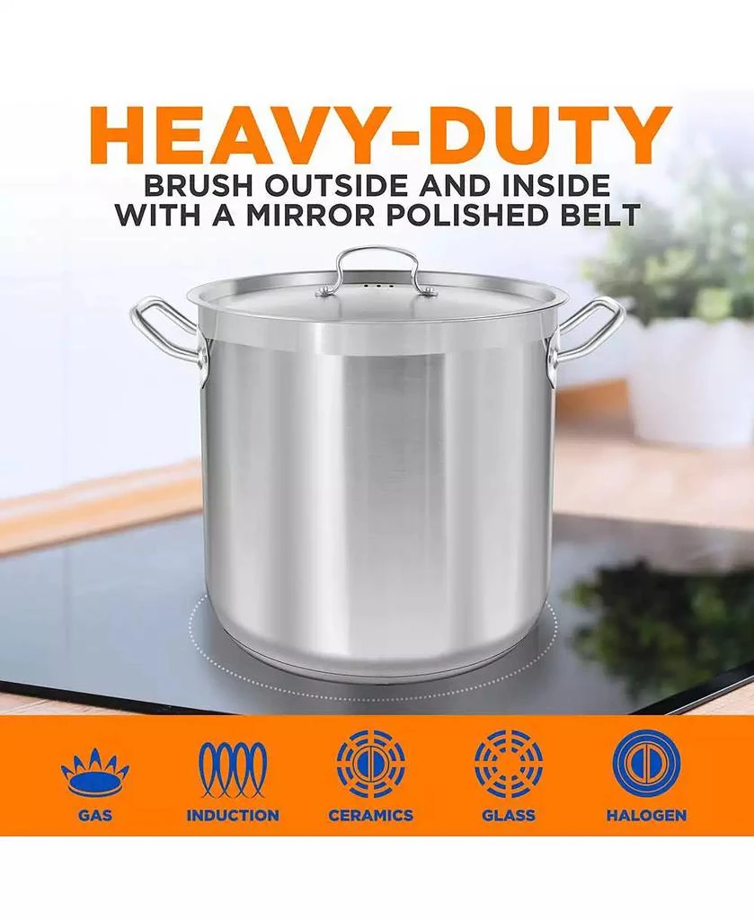 NutriChef Stainless Steel Cookware Stockpot - 40 Quart, Heavy Duty Induction Pot, Soup Pot With Stainless Steel Lid 5