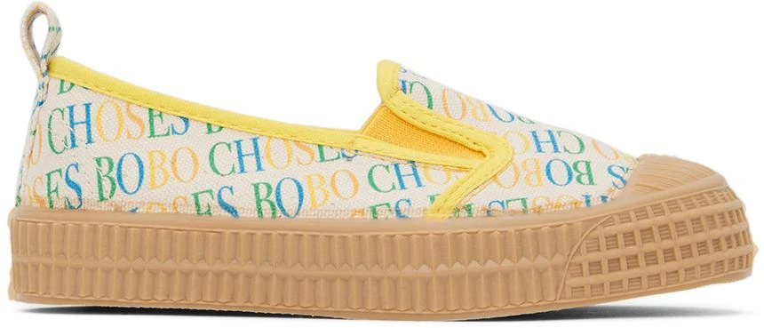 BOBO CHOSES Kids Off-White All Over Slip-On Sneakers