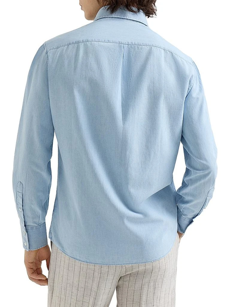 Brunello Cucinelli Denim Effect Chambray Basic Fit Shirt 3