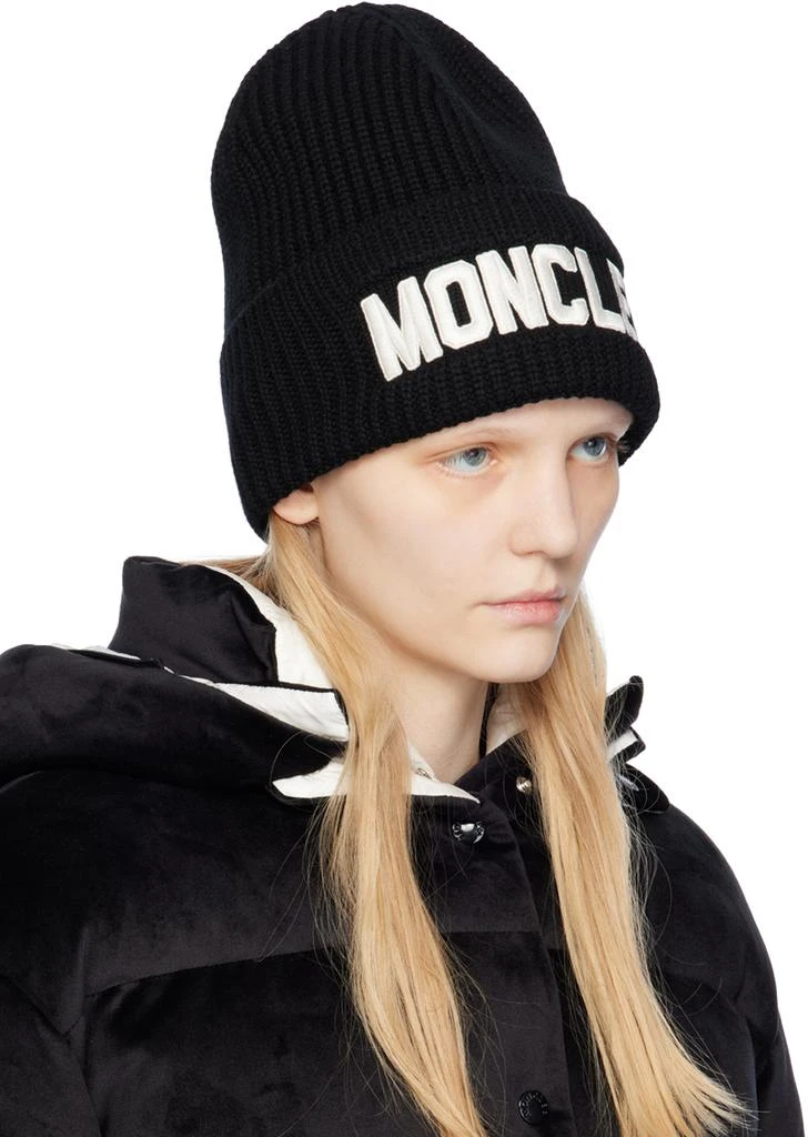 Moncler Black Embroidered Beanie 2
