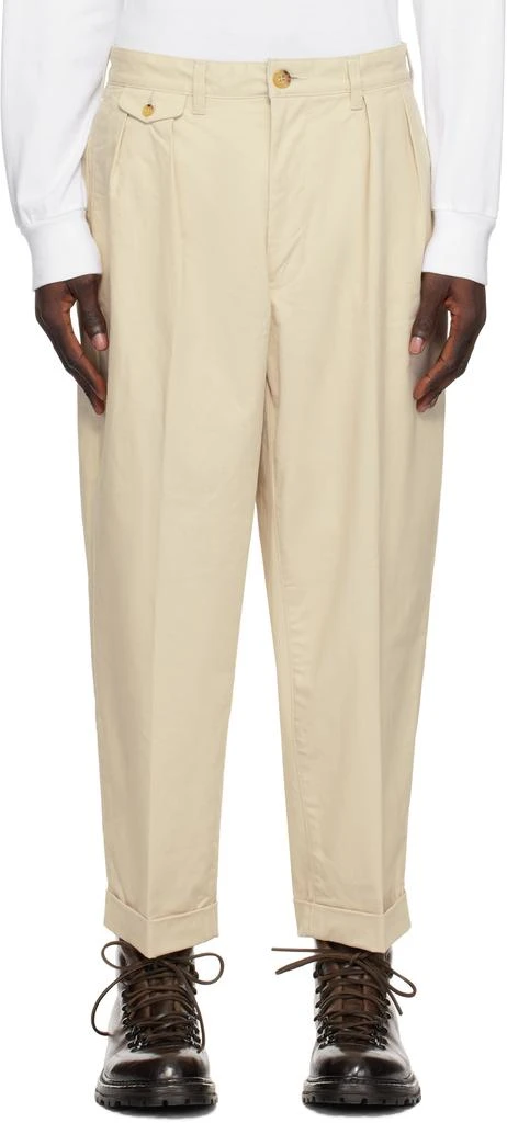 BEAMS PLUS Off-White 2 Pleats Twill Trousers 1