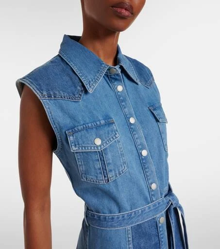 AG Jeans Belted paneled denim midi dress 4