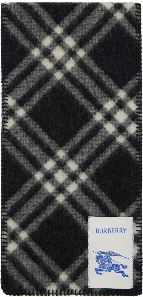 Burberry Black Check Wool Scarf