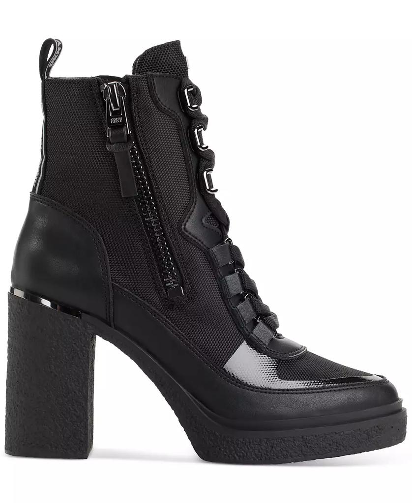 DKNY Women's Toia Lace-Up Zip Block Heel Booties