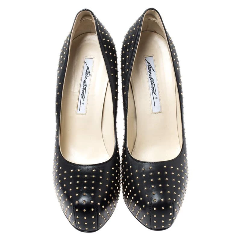 Brian Atwood Brian Atwood Black Leather Studded Platform Pumps Size 38.5 3
