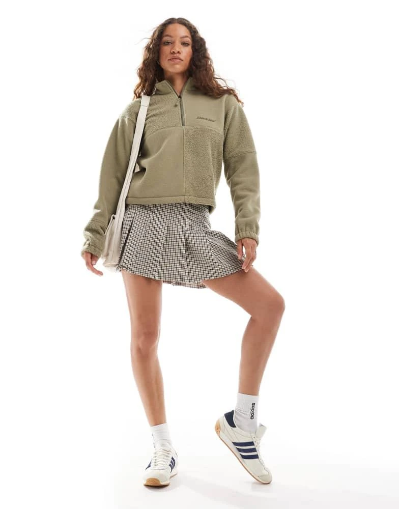 DICKIES Dickies polar and sherpa fleece with quarter zip in khaki green 2