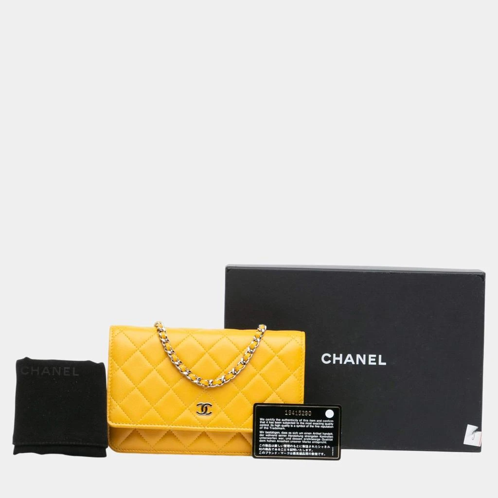 Chanel Chanel Yellow CC Quilted Lambskin Wallet On Chain 7