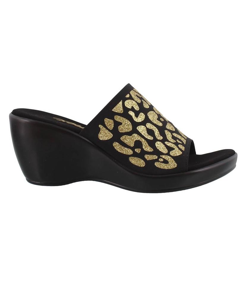 ONEX Dolores Sandal - Medium In Black/gold Leopard