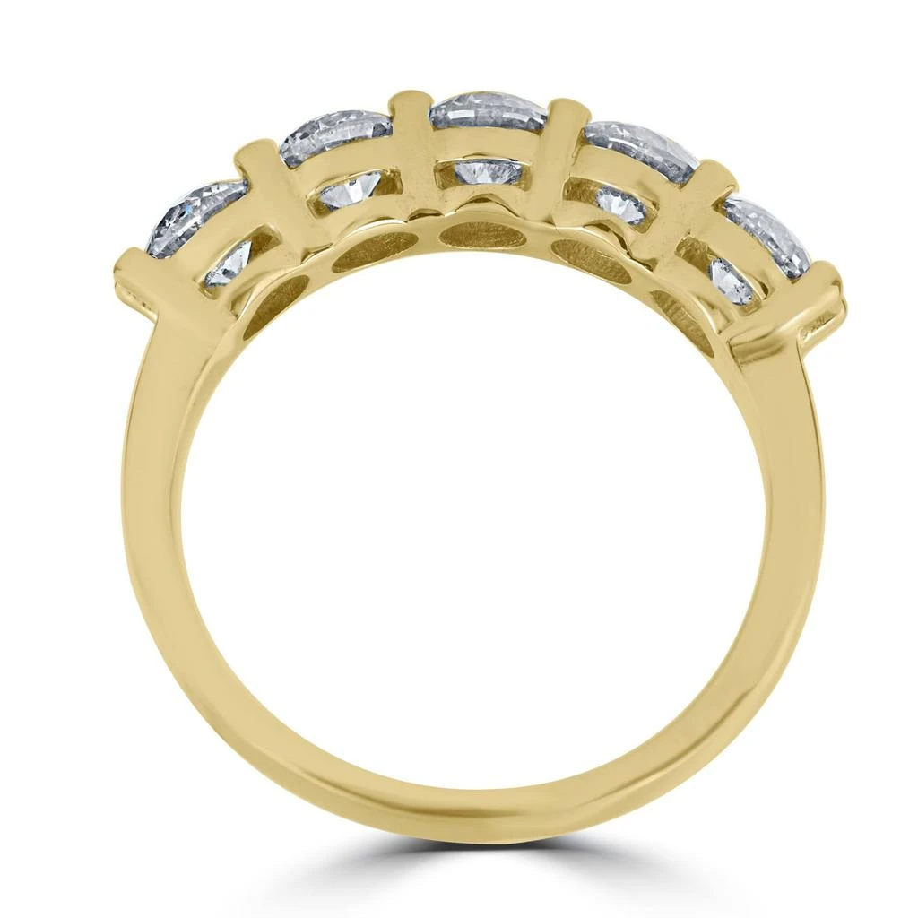 Pompeii3 3Ct Round Diamond Five Stone Wedding Ring 14k Yellow Gold 3
