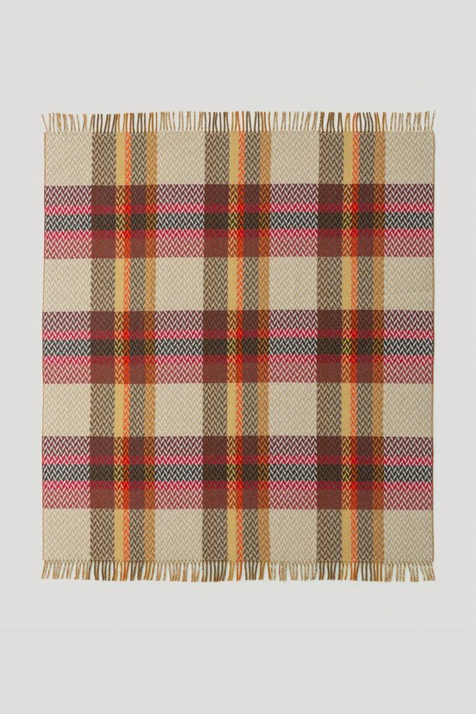 WOOLRICH Jacquard Check Blanket in a Wool Blend - Unisex - Brown 2