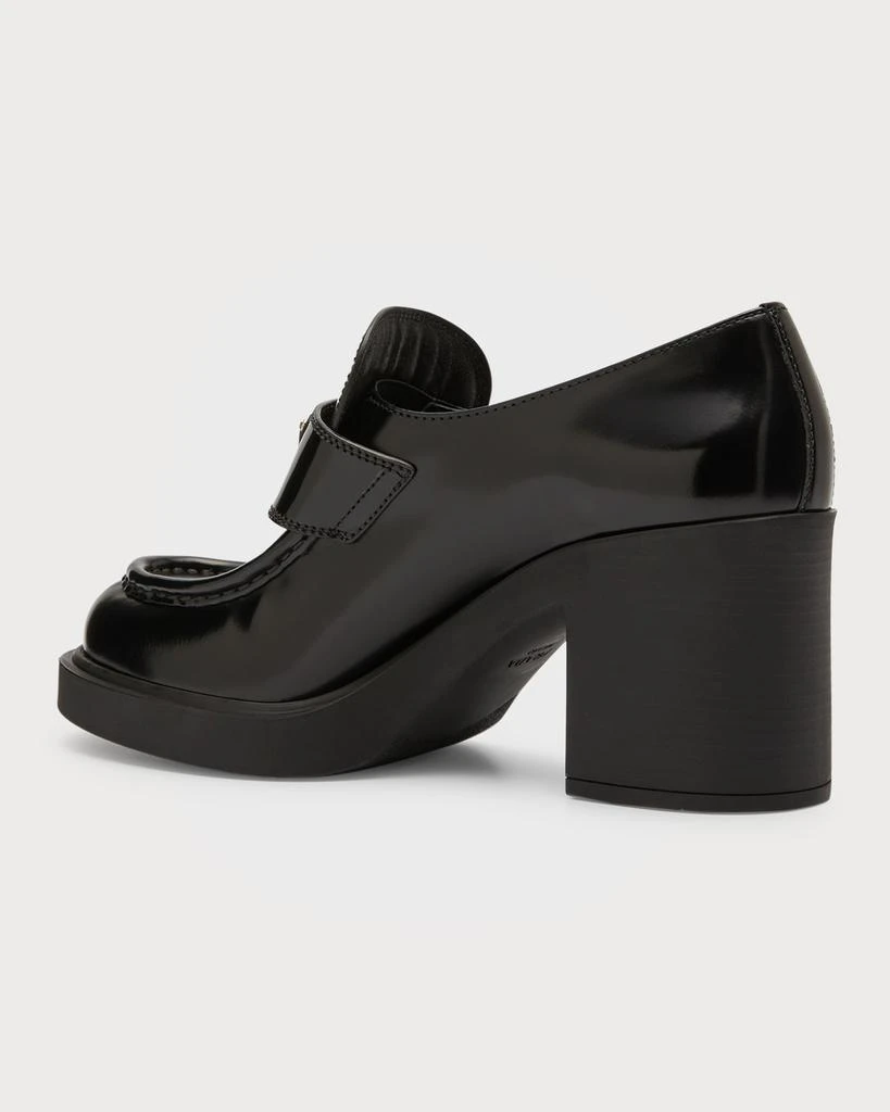 Prada Chocolate Flow Heeled Loafers 4