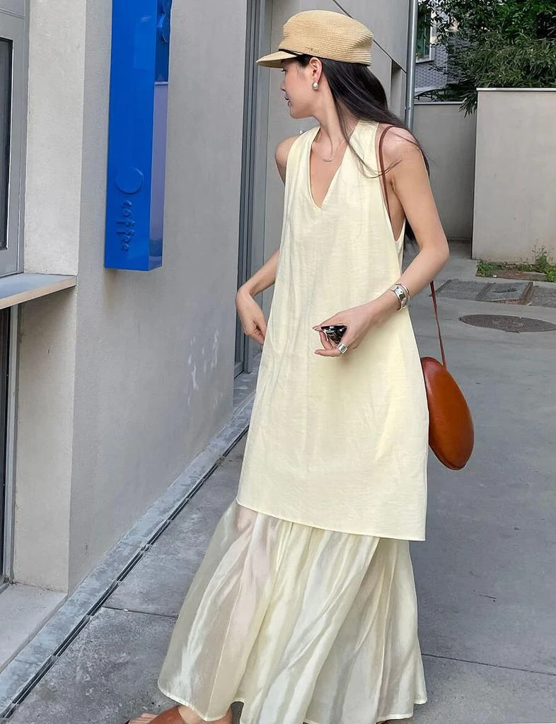Pixie Market Dakota Layered Dress in Pale Yellow 3