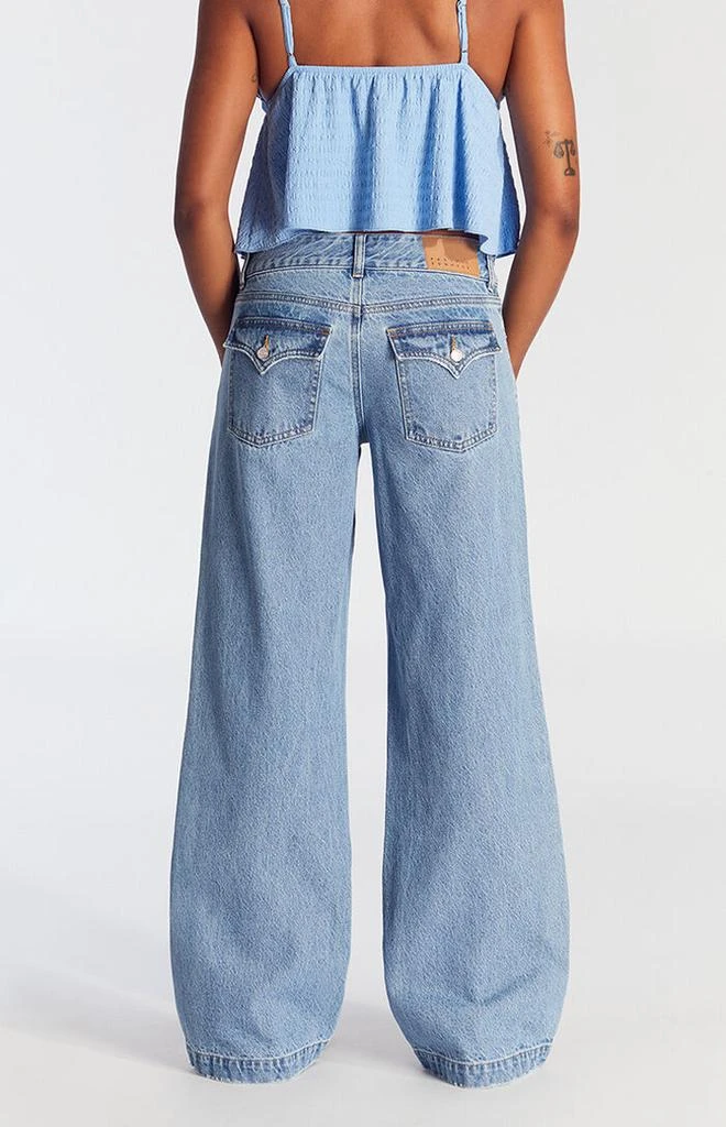 PacSun Casey Double Button Low Rise Baggy Jeans Medium Indigo 5