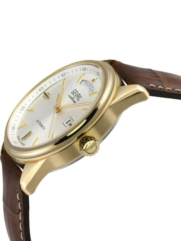 Gevril Excelsior 42MM Ion Plated Goldtone Stainless Steel 
Croc Embossed Automatic Leather Strap Watch 2