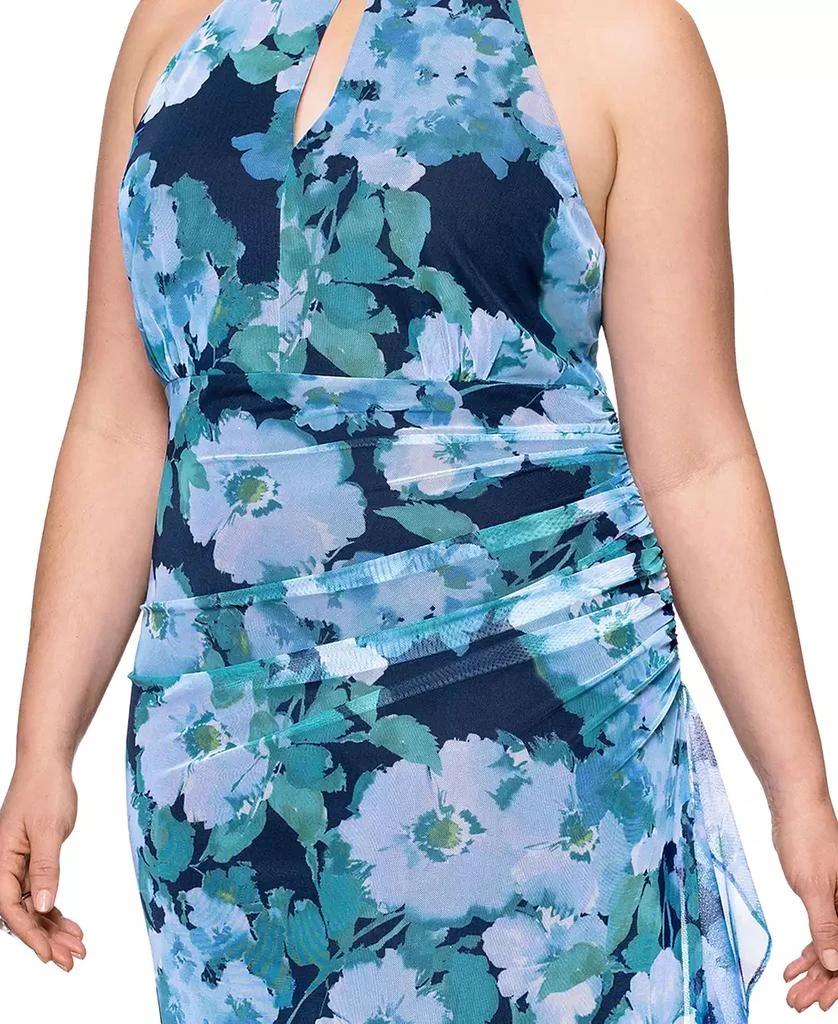 Betsy & Adam Betsy & Adam Plus Size Printed High-Neck Sleeveless Mesh Dress 4