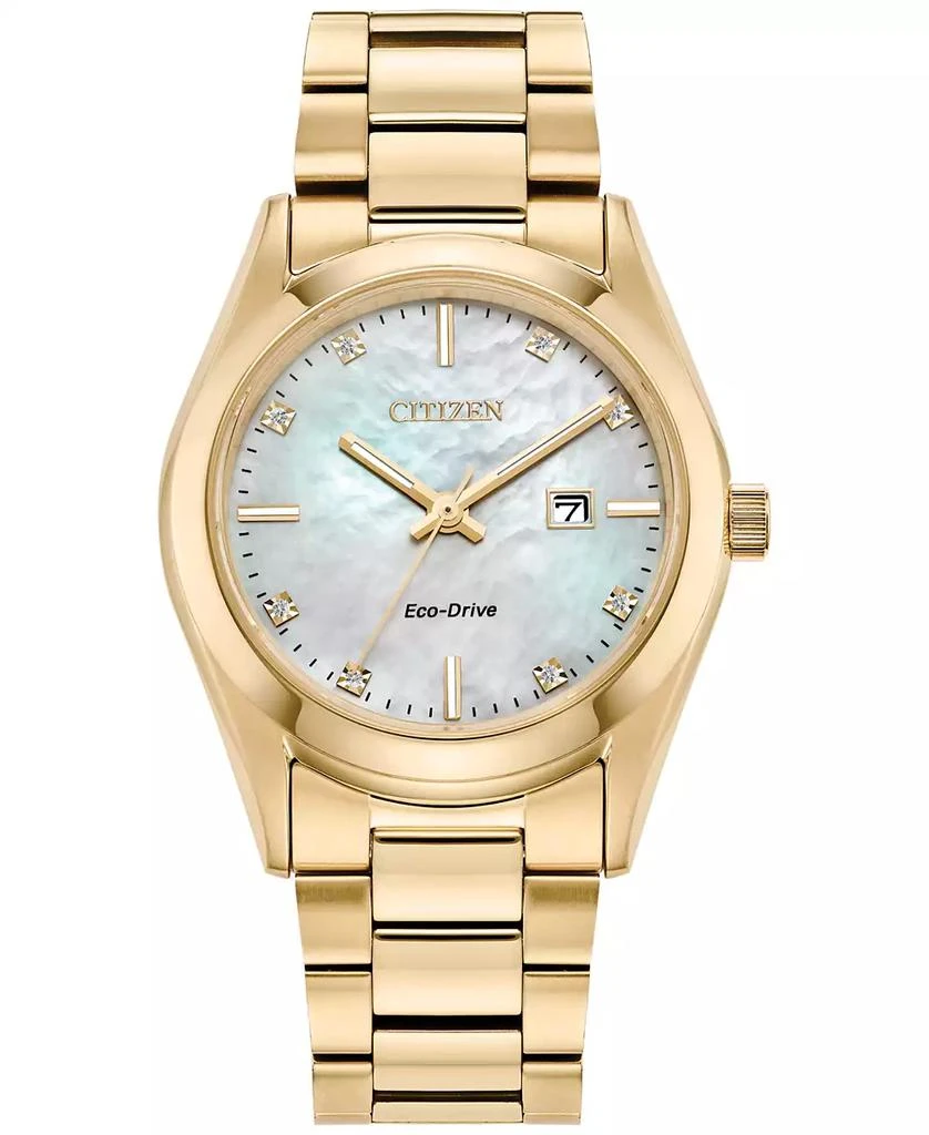 Citizen Eco-Drive Women's Sport Luxury Diamond Accent Gold-Tone Stainless Steel Bracelet Watch 33mm 1