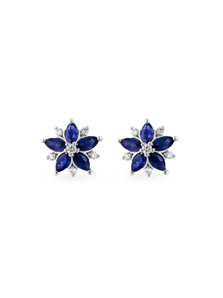 Effy 14K White Gold, Sapphire 
0.1 TCW Diamond Stud Earrings