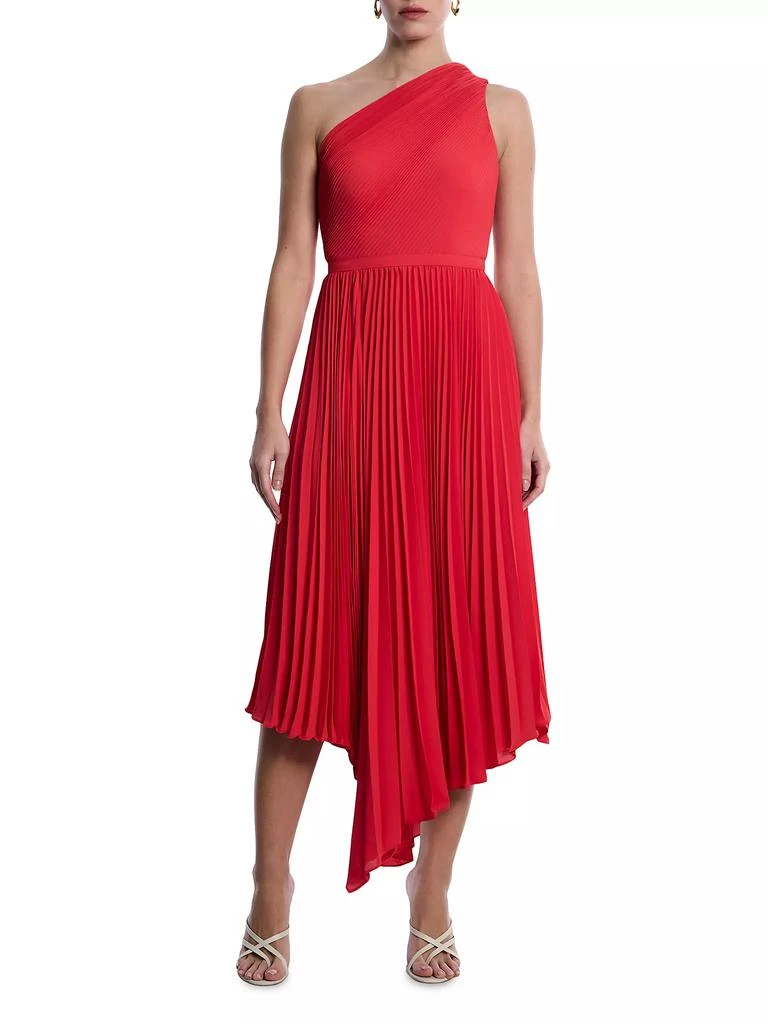 BCBG One-Shoulder Pleated Midi-Dress 3