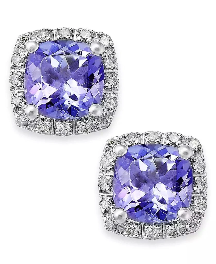 Macy's Tanzanite (1-5/8 ct. t.w.) and Diamond (1/8 ct. t.w.) Square Stud Earrings in 14k White Gold 1