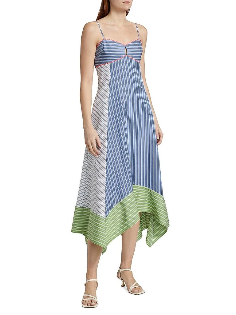 Tanya Taylor Samantha Striped Cotton Handkerchief Midi-Dress 4
