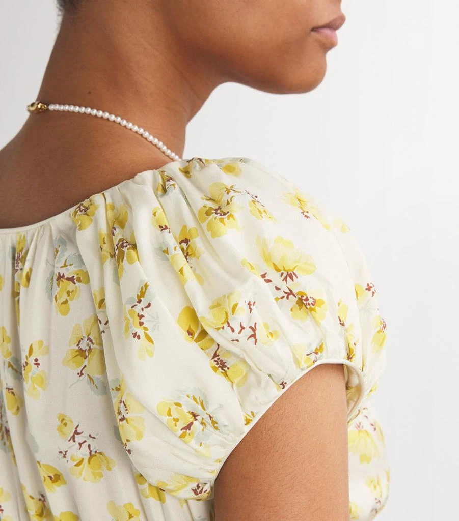 DEN Silk-Viscose Gold Frolicking Floral Florencia Dress - Dresses & Skirts  - BeyondStyle