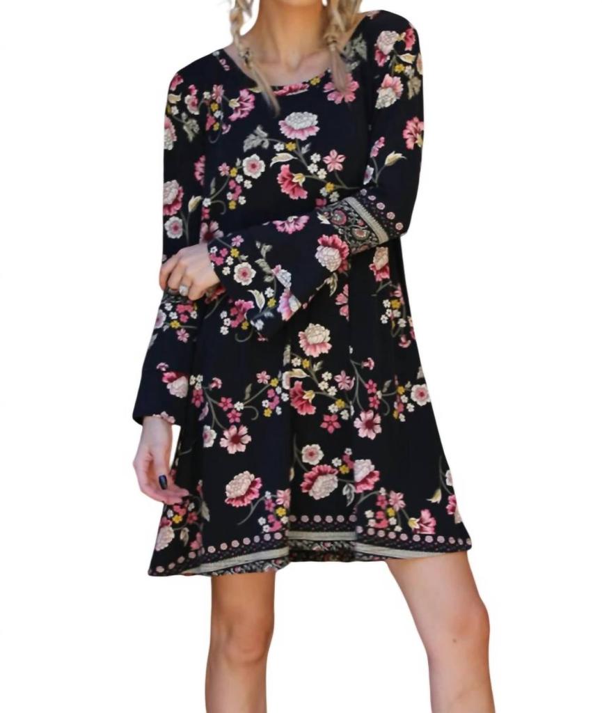 Angie Angie - Floral Double Ruffle Sleeve Open Back Dress