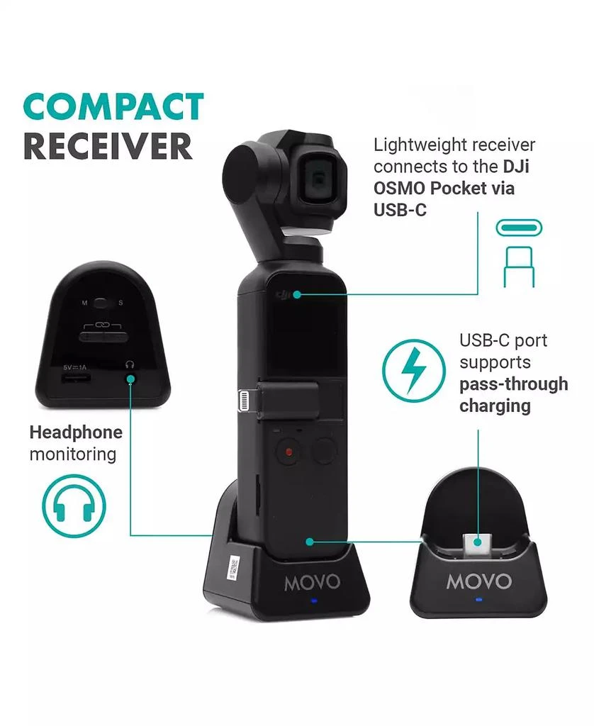 Movo Edge-OP Wireless Lavalier Microphone for Osmo Pocket 1 and 2 4