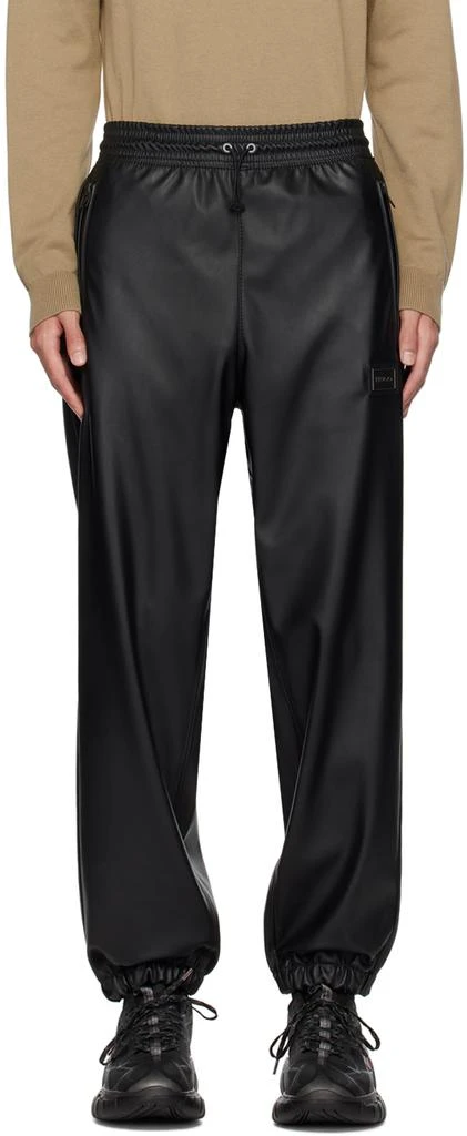 Hugo Black Wide-Leg Faux-Leather Sweatpants 1