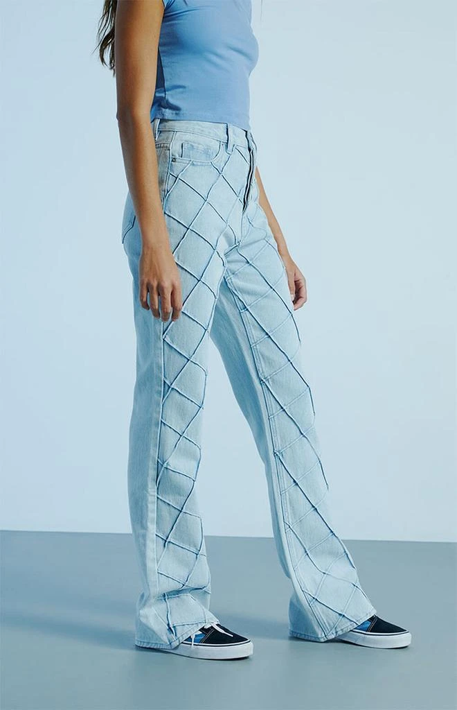 PacSun Light Blue Pintuck High Waisted Bootcut Jeans 3