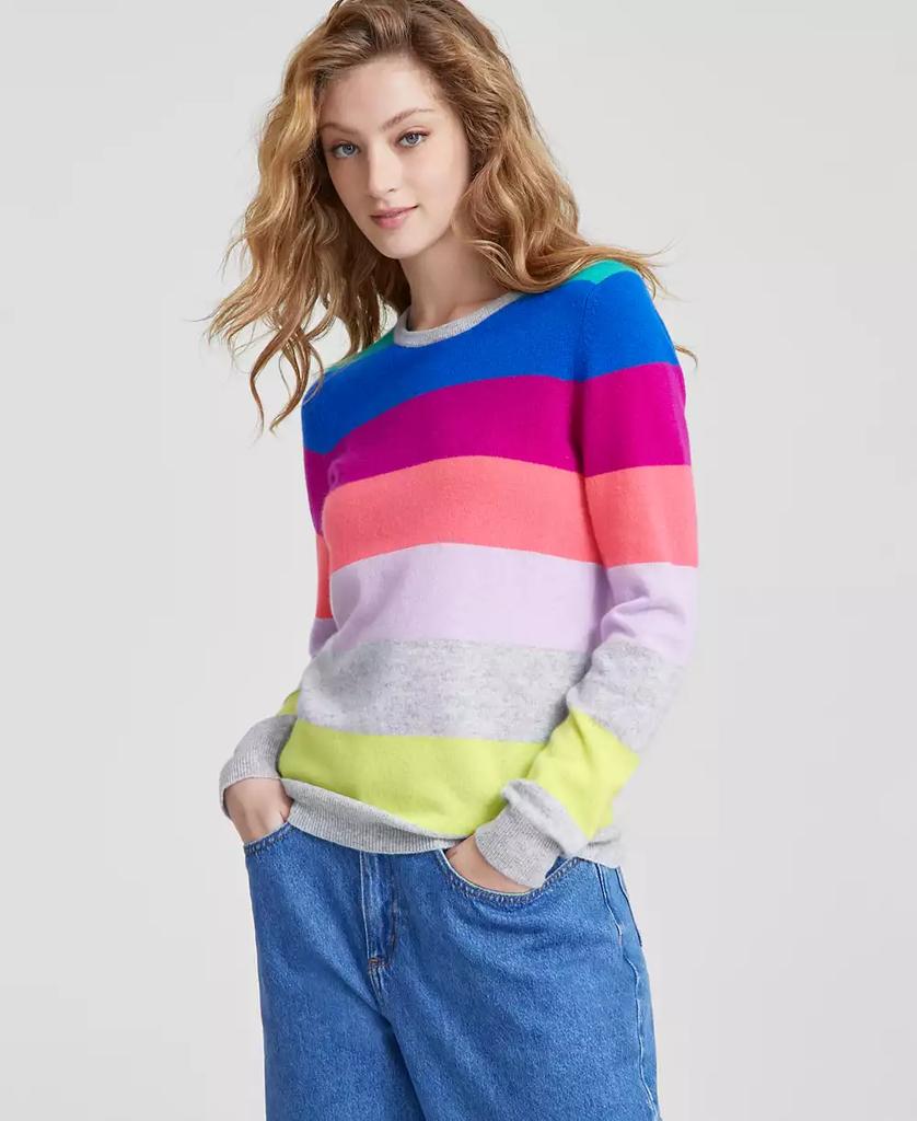 Charter Club Women's 100% Cashmere Striped Crewneck Sweater, Created for Macy's