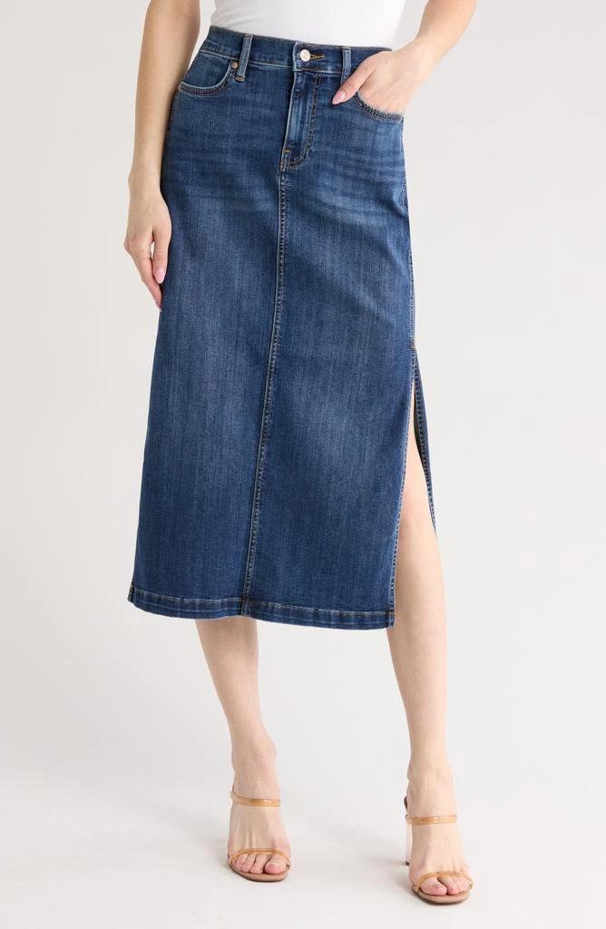 7 For All Mankind Side Slit Denim Midi Skirt 1
