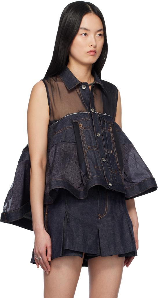 【Sacai】Denim Mix Shirt / M / indigo SACAI | DENIM MIX SHIRT