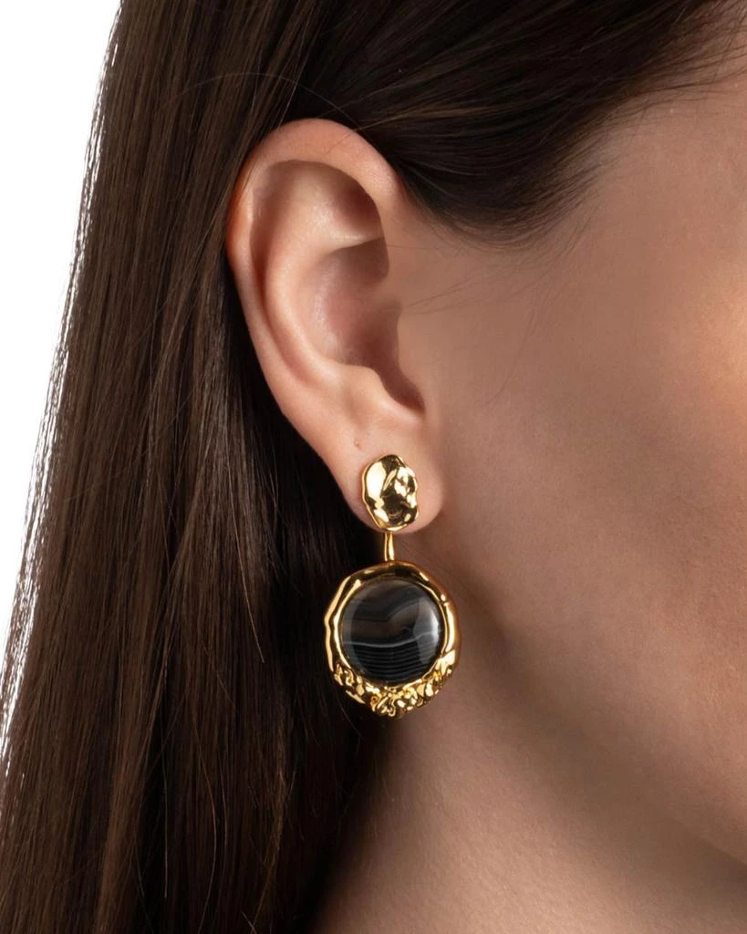 Alexis Bittar Brut Stone & Hammered Disc Front To Back Earrings in 14K Gold Plated 4