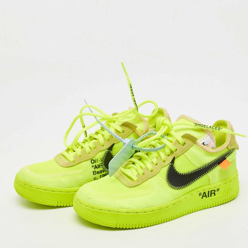 Off-White Off-White x Nike Green Mesh and Suede Force 1 Low White Volt Sneakers Size 36 2