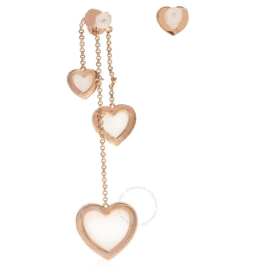 apm Monaco Asymmetric Pink Nacre Paved Heart Earrings 3