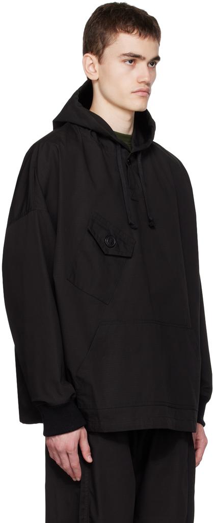 3MAN Black Drawstring Hoodie