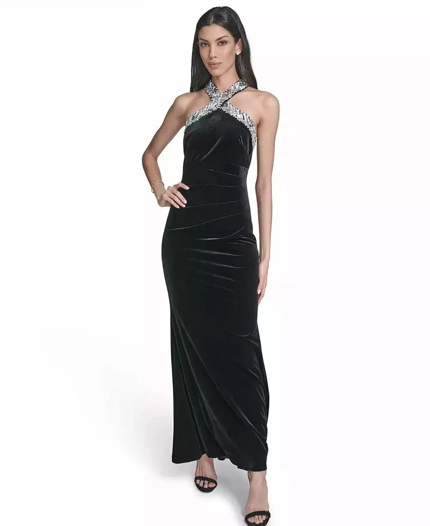 Eliza J Embellished Halter Gown - Black Eliza J Embellished Halter Gown - Black