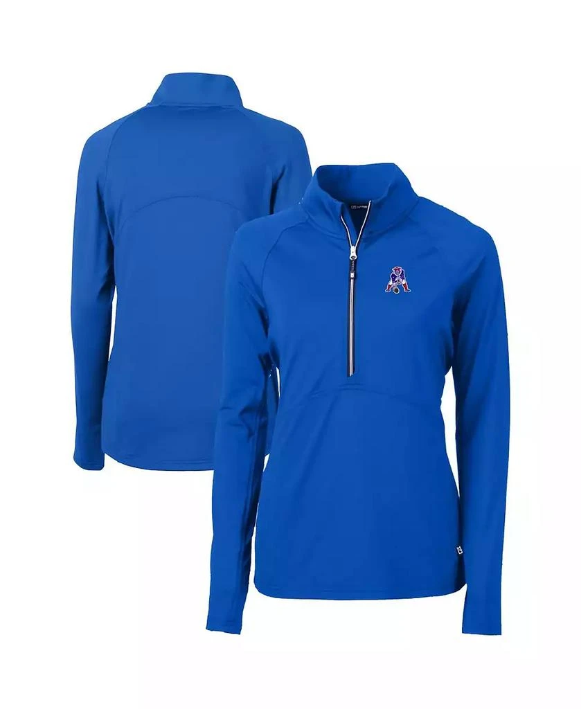 Cutter & Buck Women's Royal New England Patriots Throwback Logo Adapt Eco Knit Stretch Half-Zip Pullover Top 1
