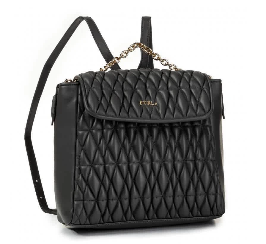 Furla Ladies Pin Cometa S Leather Backpack In Asphalte 1