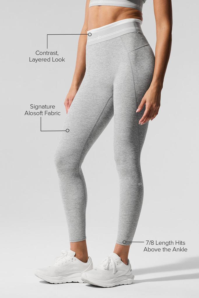 Alo Alosoft High-Waist 7/8 Better Together Legging - Athletic Heather Grey/White