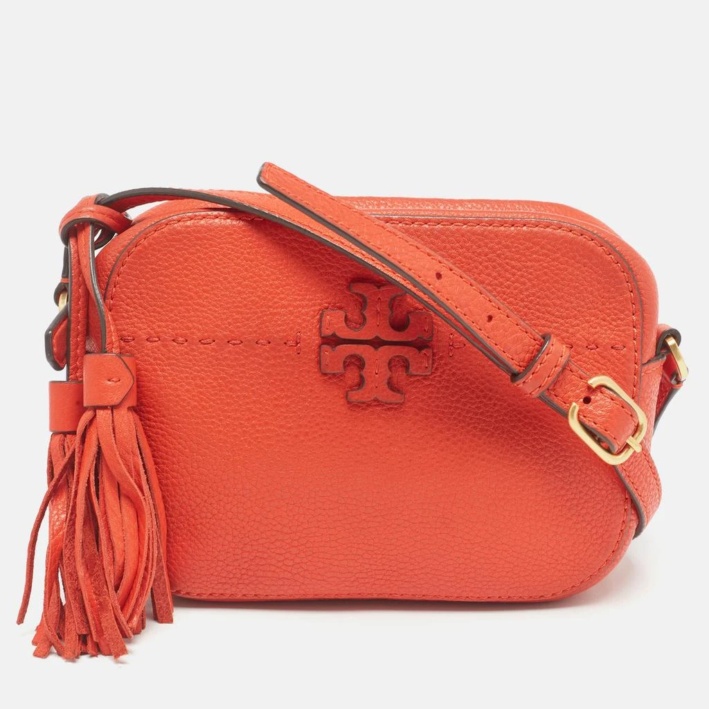 Tory Burch Tory Burch Orange Leather Mcgraw Camera Crossbody Bag 1