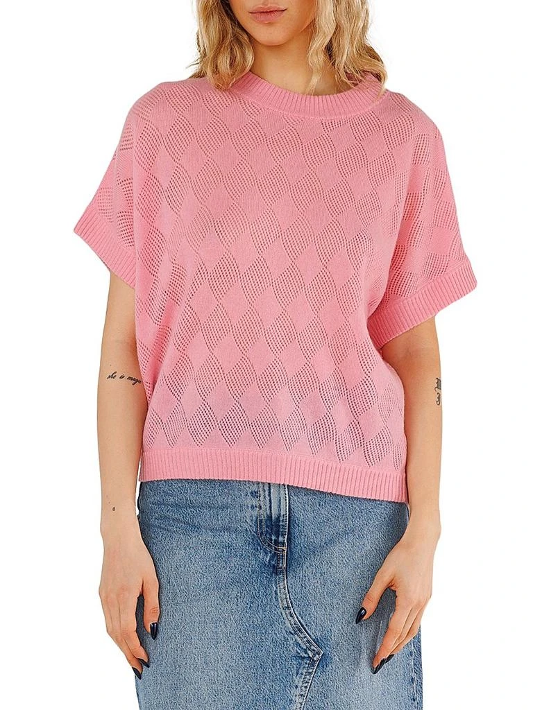 CRUSH CASHMERE Pea Pointelle-Knit Cashmere Sweater 1