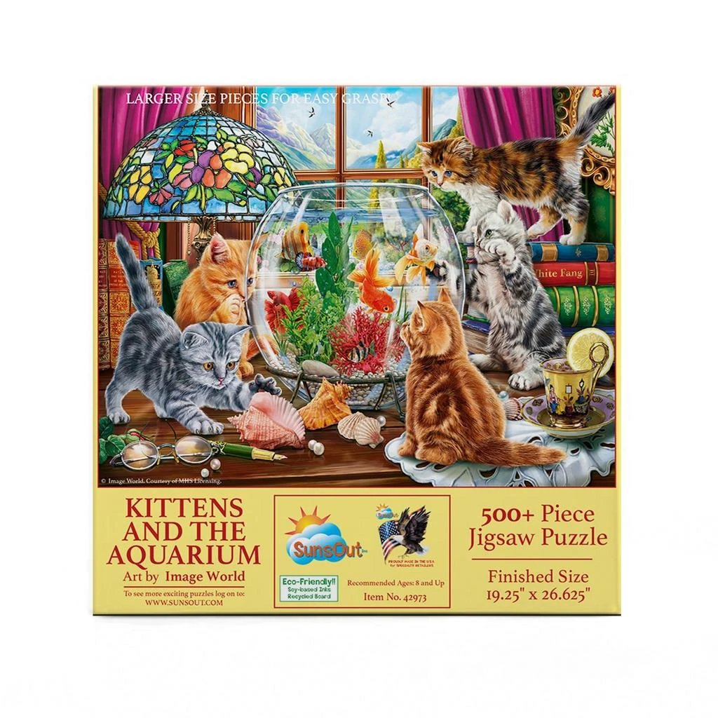 SunsOut Kittens and the Aquarium 500 piece Jigsaw Puzzle for Adults Large Pieces 2
