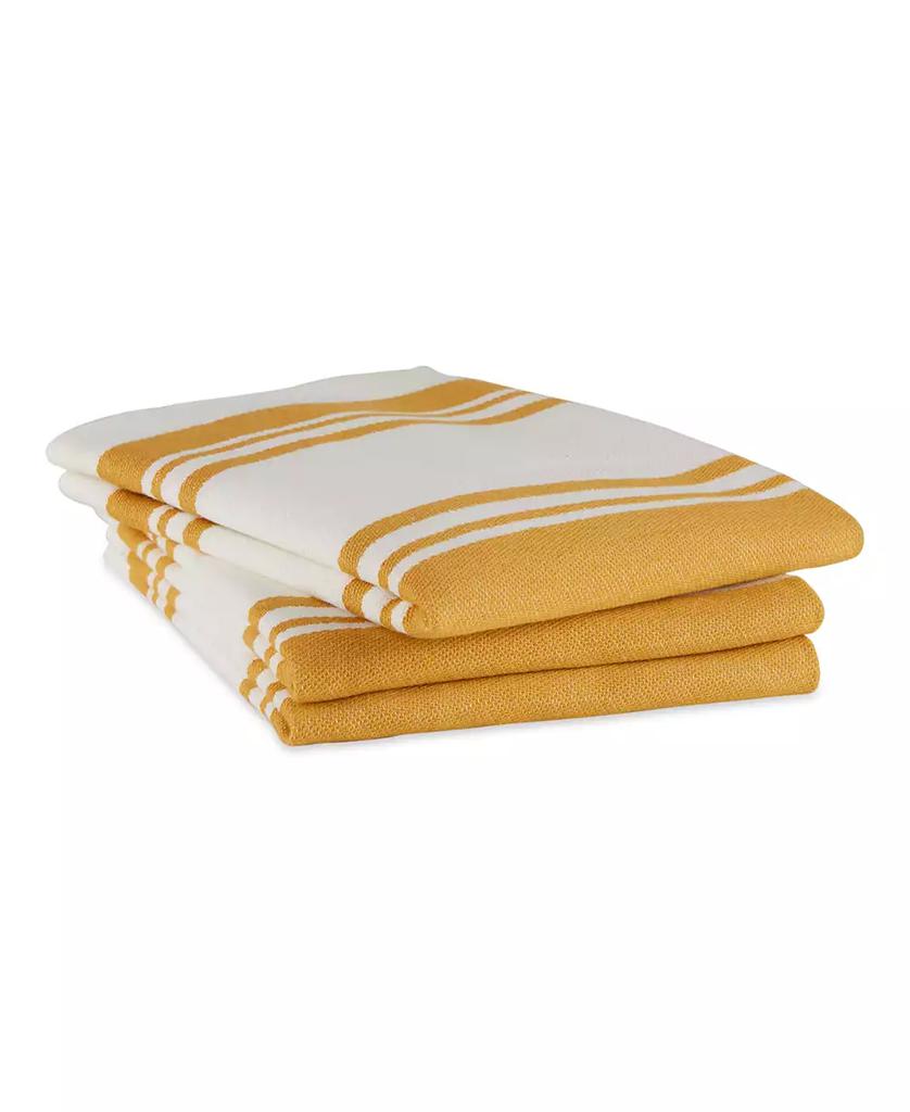 Design Imports Everyday Kitchen Dishtowel Collection Large Chef Stripe Tea Towel, 18x28", Honey Gold, 3 Count