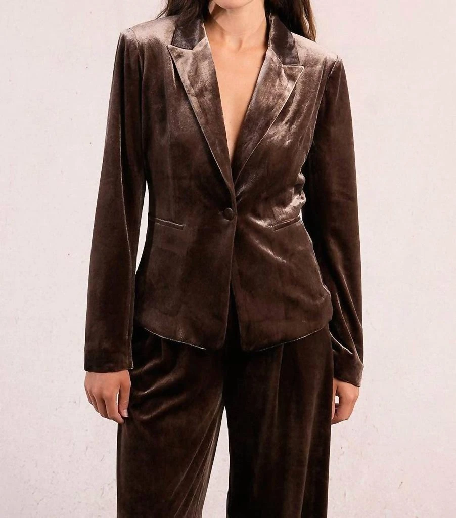 Molly Bracken Molly Bracken - Velvet Long Sleeve Blazer 3